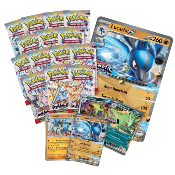 Pokemon Prismatic Evolutions Lucario ex & Tyranitar ex Premium Collection - Afbeelding 2